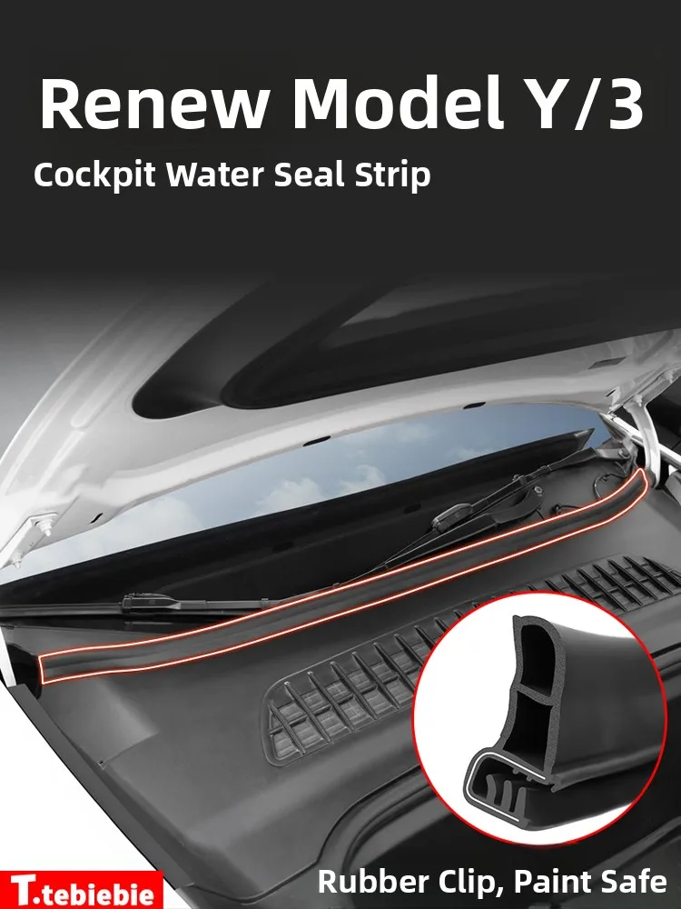 Waterproof Sealing Strip for Tesla Model YYL3 Front Cargo Compartment Dustproof Modification Car Accessory D-Shaped