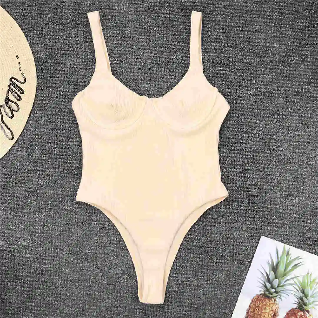 S - XL Neuer, sexy, hoch geschnittener Damen-Badeanzug mit Bügel, gerippt, einteilig, Badebekleidung für Damen, Badeanzug, Damen-Bodysuit V1607 – Detail 19