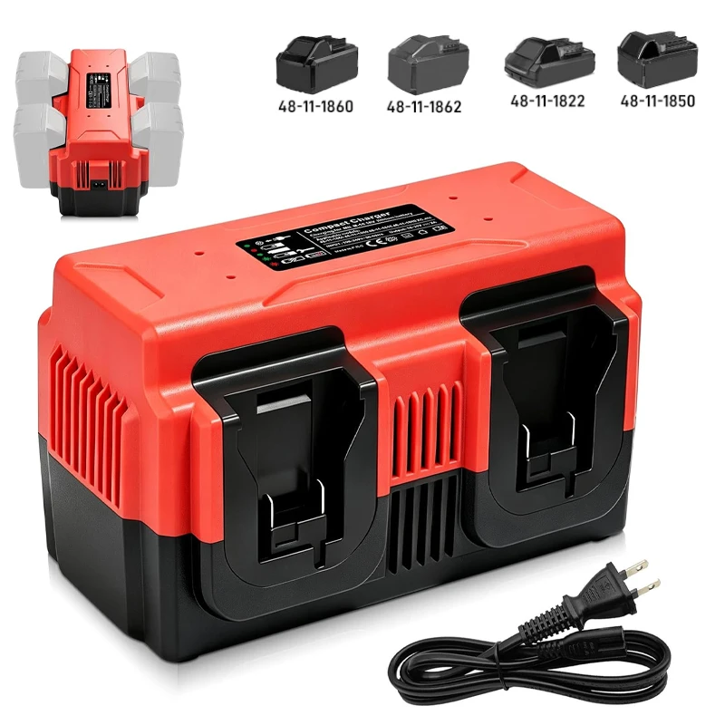 Replacement for Milwaukee charger AC100-240V 4-Port Battery Charger Station 2.0A Portable Fast Charge with LED Charge Indicator