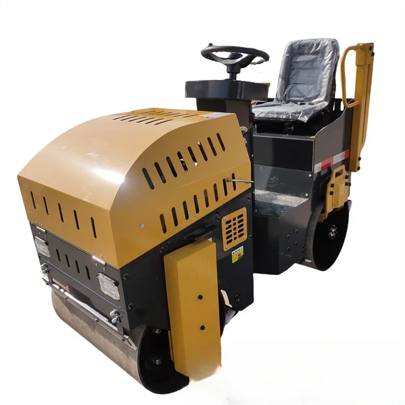 One ton full hydraulic roller, double steel wheel ride roller, small driving roller