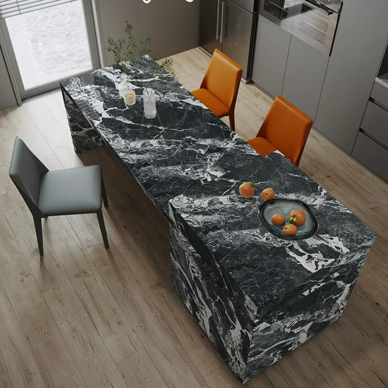 Island Taiwan dining table integrated retractable rock slab Zhongdao Taiwan luxury stone multi-functional integrated table