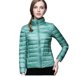 Chaqueta de plumón de pato blanco para mujer, abrigo Delgado, ultraligero, cálido, a prueba de viento, otoño e invierno, 2023, 90%