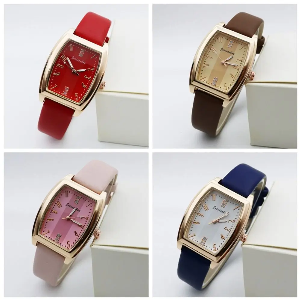 Elegant Retro Women's Watch with Diamonds Square Quartz Watch Leather Digital Wrist Watches for Women Ladies Gifts