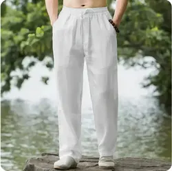 New Men's Beach Pants Joggers Fashion Cotton Linen Sweatpants Casual Pants Hawaiian Vacation Loose Spring/Summer Long M-4XL