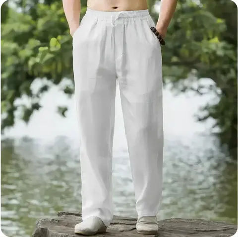 Men's Cotton Linen Beach Pants