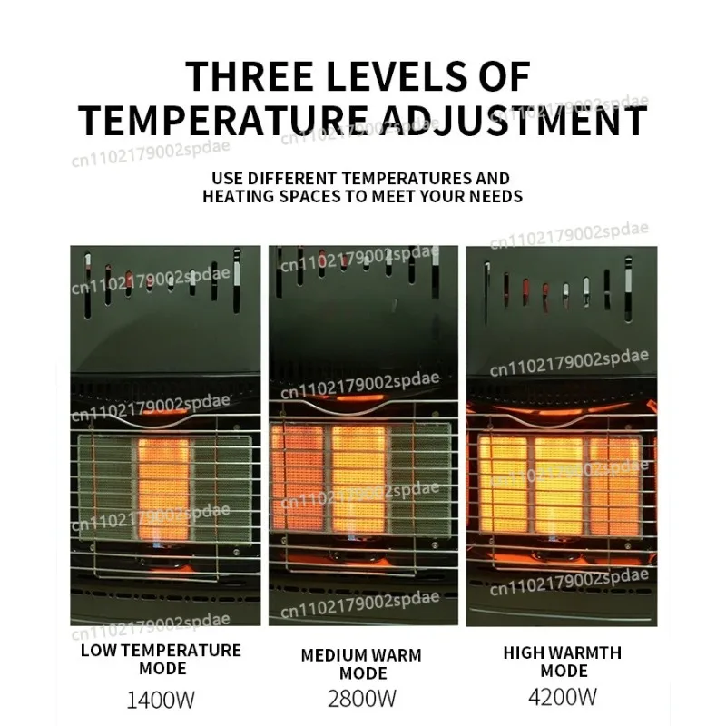 Household Indoor Gas Space Heater Compatible with LPG Natural Gas Adjustable Fire Heating Furnace