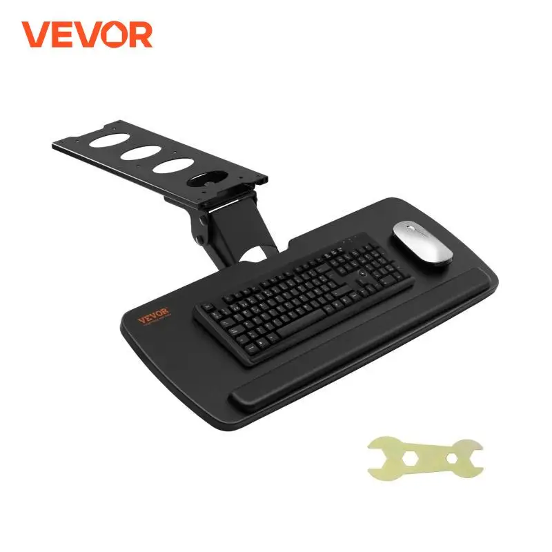 VEVOR Keyboard Tray under Desk Adjustable Height and Angle Keyboard Tray Slide out and Holder for Typing in Home and Office Work