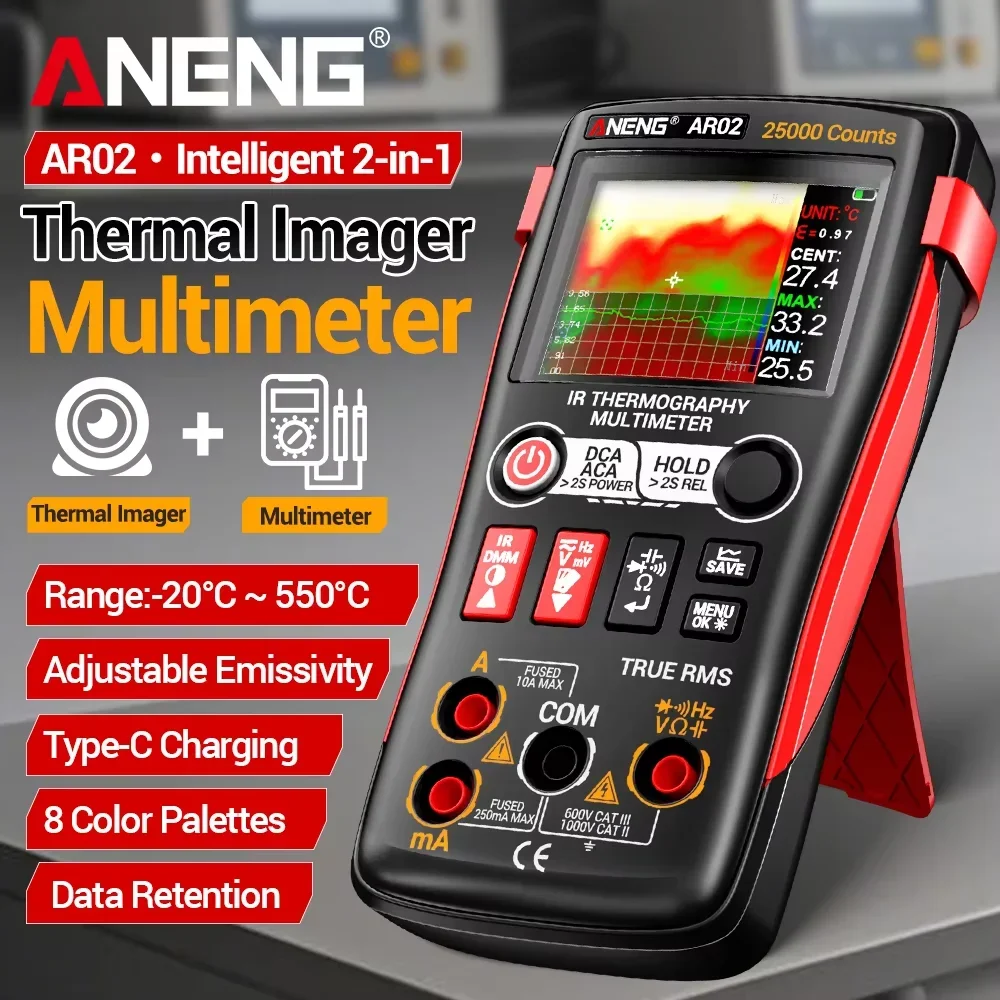 ANENG AR02 Digital Multimeter 25000 Counts 2.4 Inch TFT 320*240 DC AC Voltage Current Resistance Capacitance Frequency Tester US