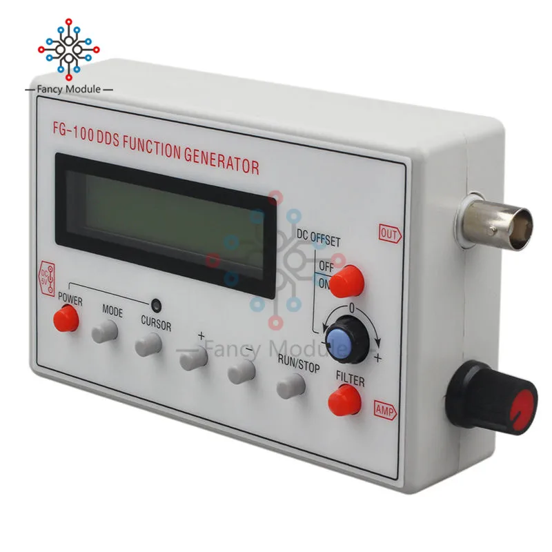 FG-100 DDS Function Signal Generator Frequency Counter 1Hz - 500KHz Signal Source Module Sine Square Triangle Sawtooth Waveform