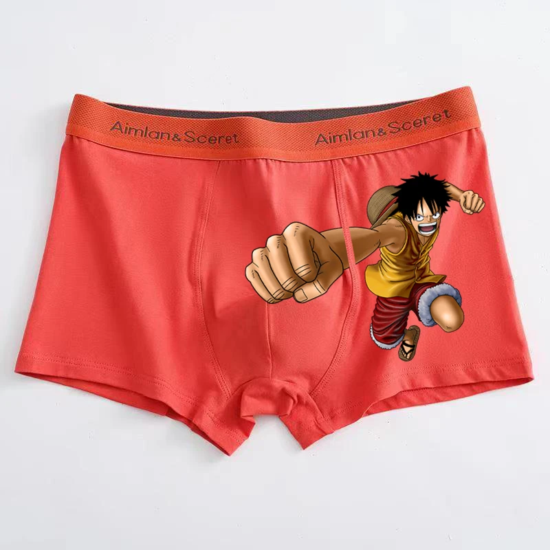 Anime Two Dimensions One Piece Luffy Zoro Pure Cotton Men Underwear Graphene Antibacterial Crotch Plus Fat Enlarged Boxer Briefs