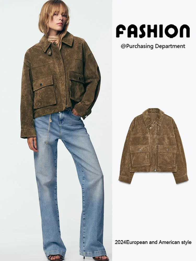 

Faionable Leather Pilot Jaet Long Sve Women's Outerwear New Arrival Versatile Sle Autumn 2025 Ethnic Stage Costume