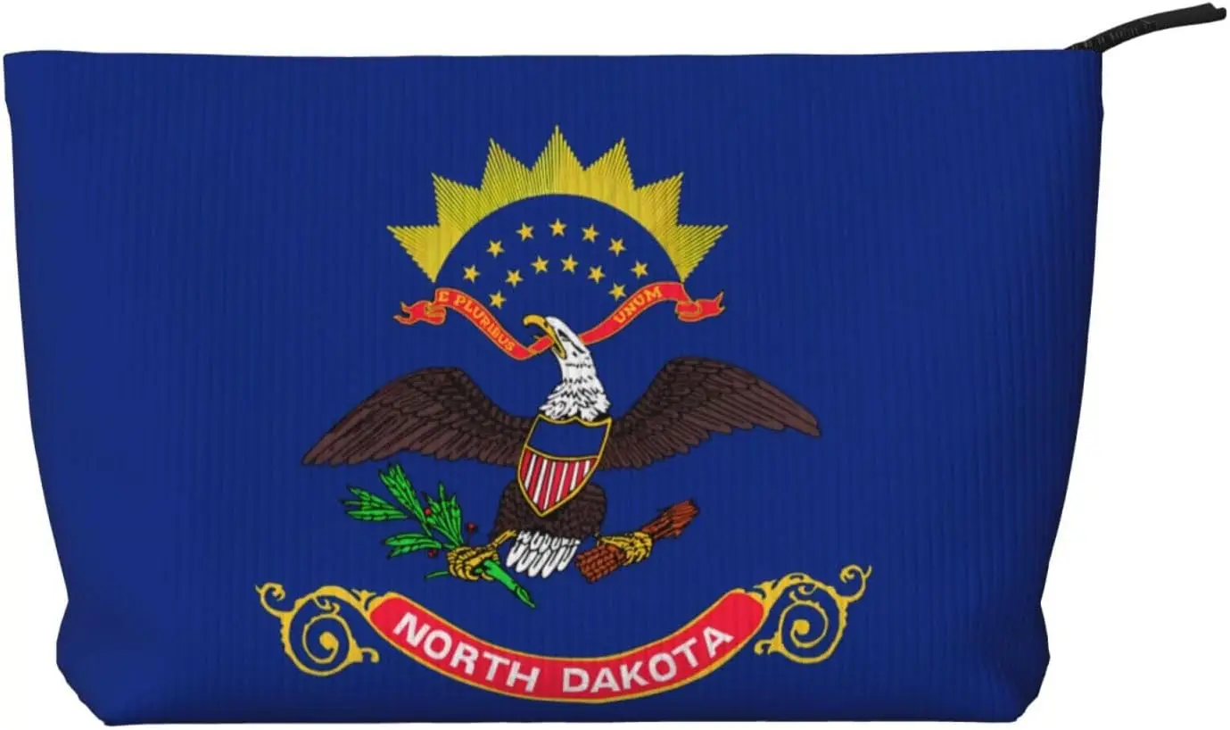 

North Dakota State Flag Corduroy cosmetic bag, suitable for travel and daily use, Sturdy Lining, Ensures Longevity