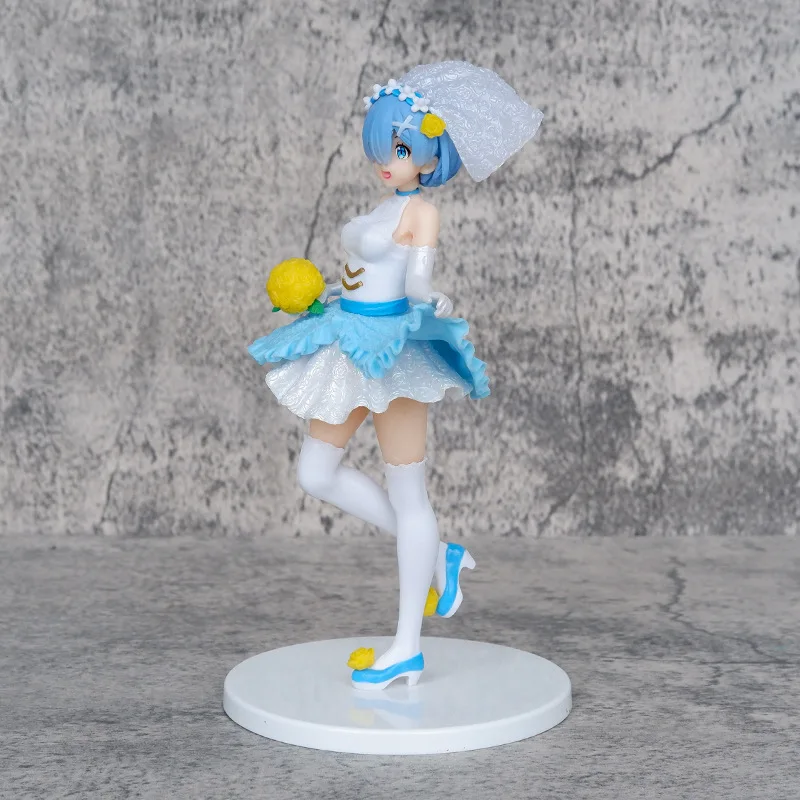 New 19cm Anime Wedding version Rem Standing posture Action Figure PVC Model Statue Toys Doll Desk Decor Collectible Gifts