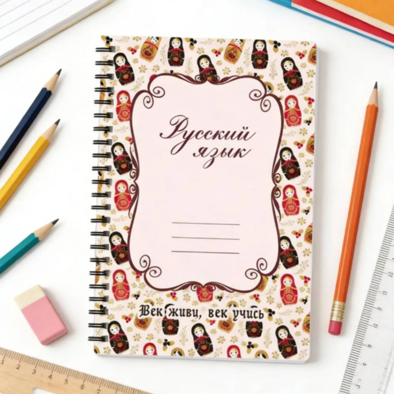 Russian Practice Notebook High-Quality Paper Handwriting Practice Book Coil-Bound Bound Notebook Sturdy Binding for Home Study