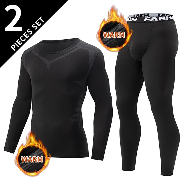 2/4 szt. Jesienno-zimowy męski czarny zestaw bielizny z długim rękawem i spodniami Młodzieżowa koszulka sportowa do biegania Casual Stretch Pants