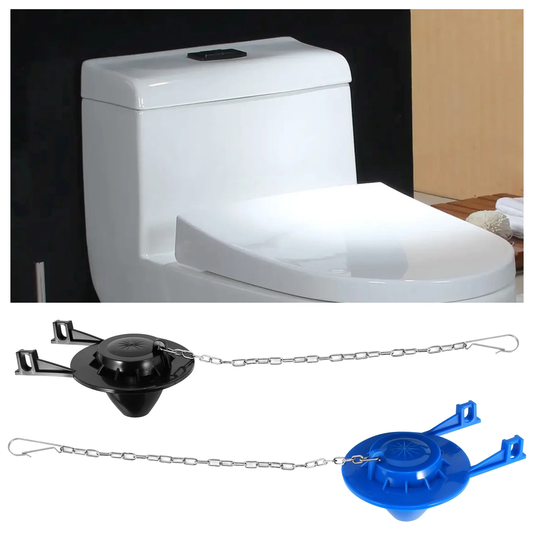 A74E-2 Pieces Toilet Flapper Replacements 2 Inch Toilet Flapper Stopper Water Saving Flappers With 2 Pieces Toilet Chains