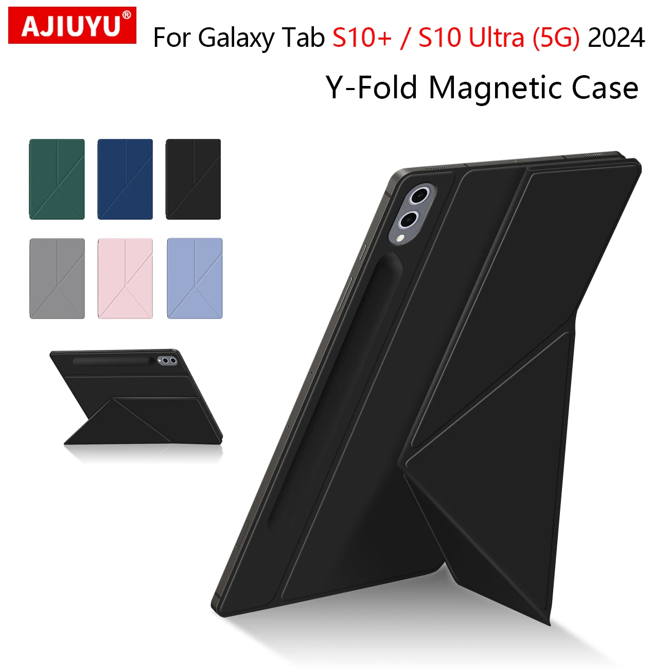 

For Galaxy Tab S10 Plus S10+ 12.4" Case Magnetic Smart Cover for Tab S10 Ultra 14.6 5G 2024 Folding Stand Cover Protective shell