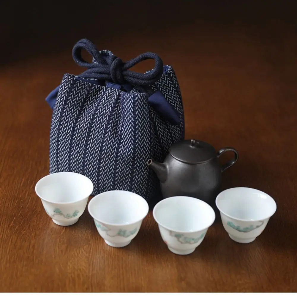 Chinese Style Teapot Cup Cotton Protect Cloth Bags Breakage-proof Denim Travel Teaware Storage Bag Practical Portable