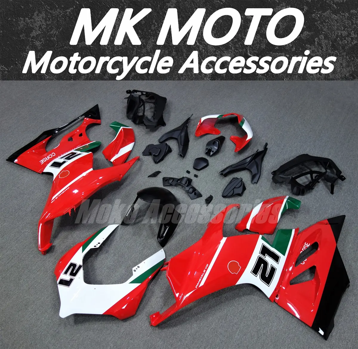 Moke Moto Fairings Kit Fit For PanigaleV2 2020 2021 2022 Bodywork Set 20 21 22 Abs High Quality Injection Red anniversary