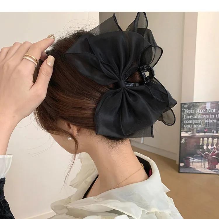 

1 Pc Black Mesh Lace Bow Hair Claw Headband Jewelry 1 Dollar Items Accessories Charms