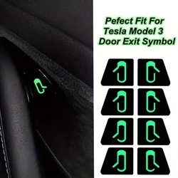 For Tesla Model3 Y 8pcs Luminous Car Open Door Button Stickers Accessories Reminder Door Open Sticker Armrest Window Lift Switch