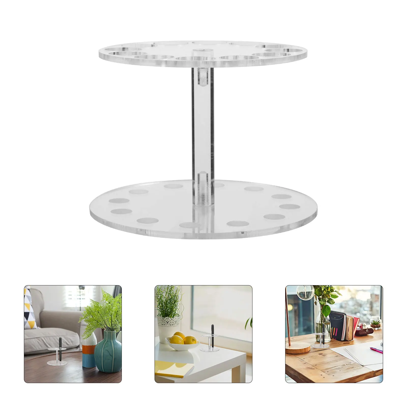 

12-Slot Transparent Acrylic Pen Display Stand Holder Rack Organizer For Calligraphy Brushes Eyebrow Pencils Office Retail Home