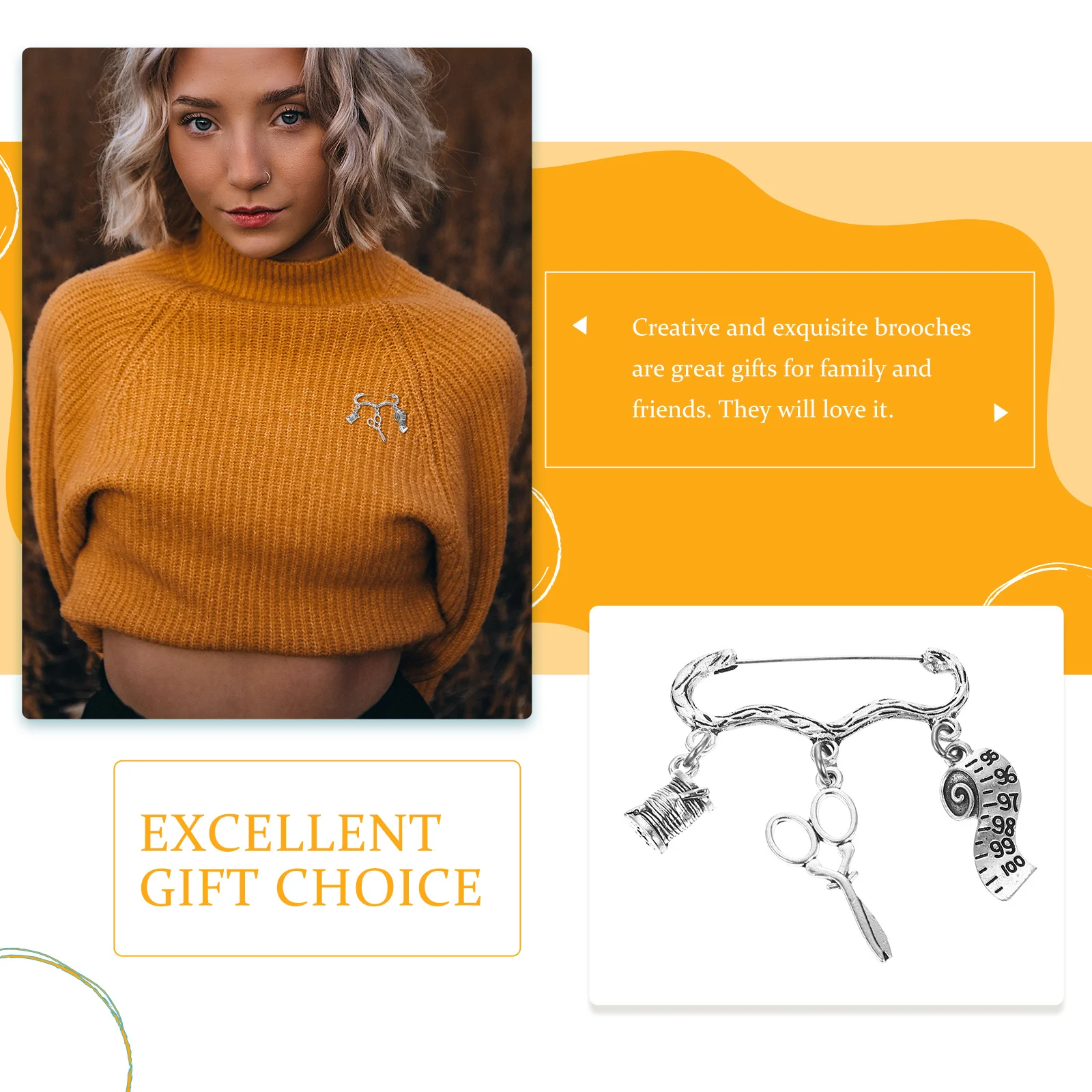 الفولاذ المقاوم للصدأ بروش الإبداعية الإناث دبوس الصدر الملابس ديكور حفلة موسيقية الشتاء الملابس زخرفة فريدة من نوعها الإكسسوارات