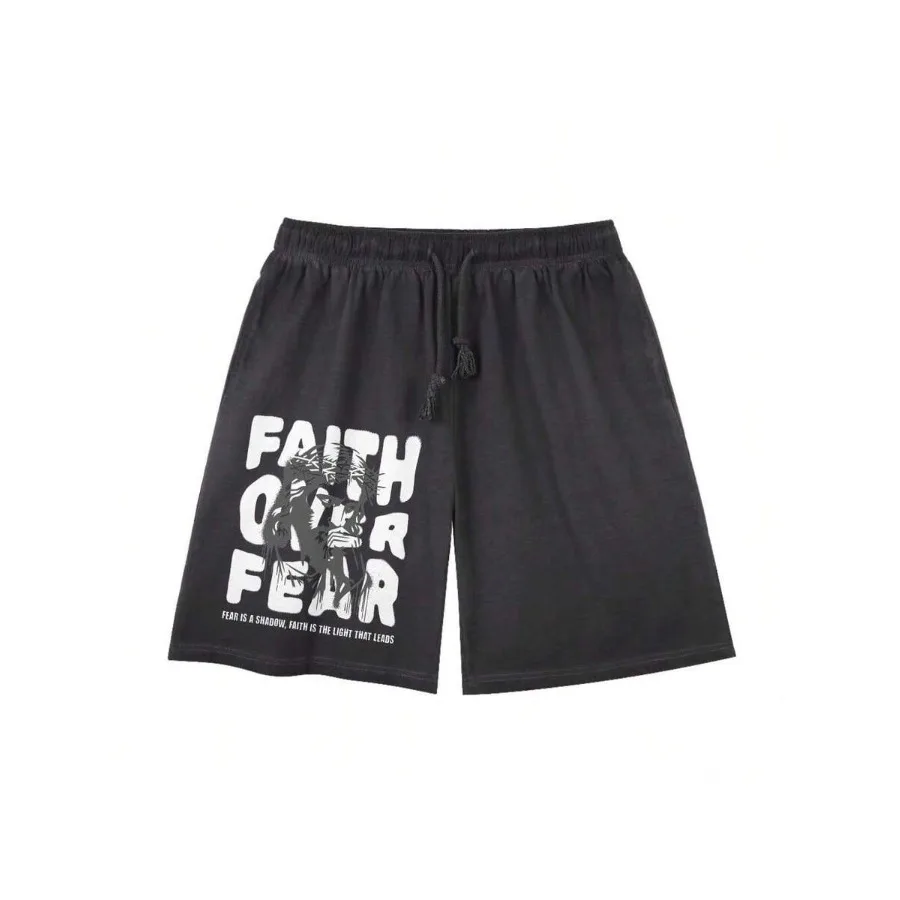 

Мужские шорты с принтом "Faith Over Fear" для повседневной носки — христианские подарочные шорты — одежда для команды сообщества