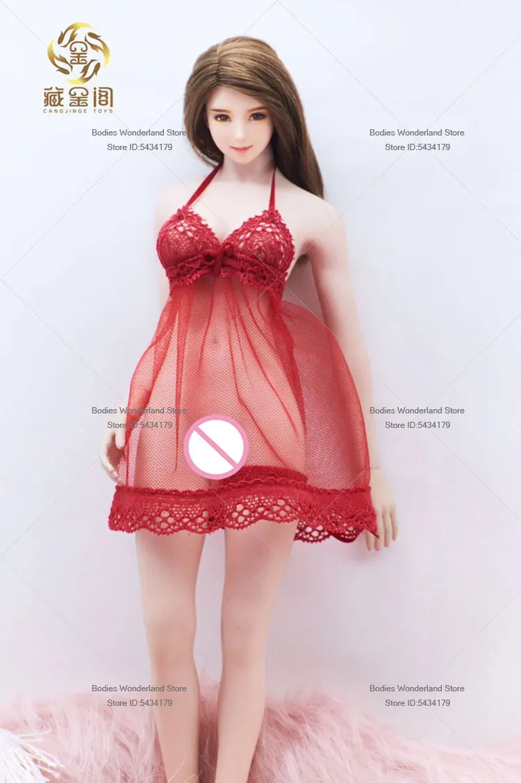 Em estoque escala 1/6 soldado feminino renda sexy pescoço pendurado pijamas cuecas para figura de ação de 12 polegadas boneca