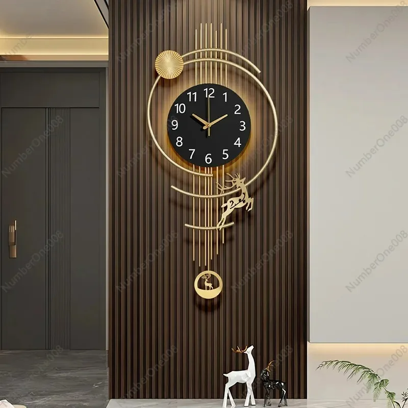 

Modern Minimalist Wall Clock for Living Room, Silent Non-Ticking Pendulum Decorative Clock, Elegant Home Decor