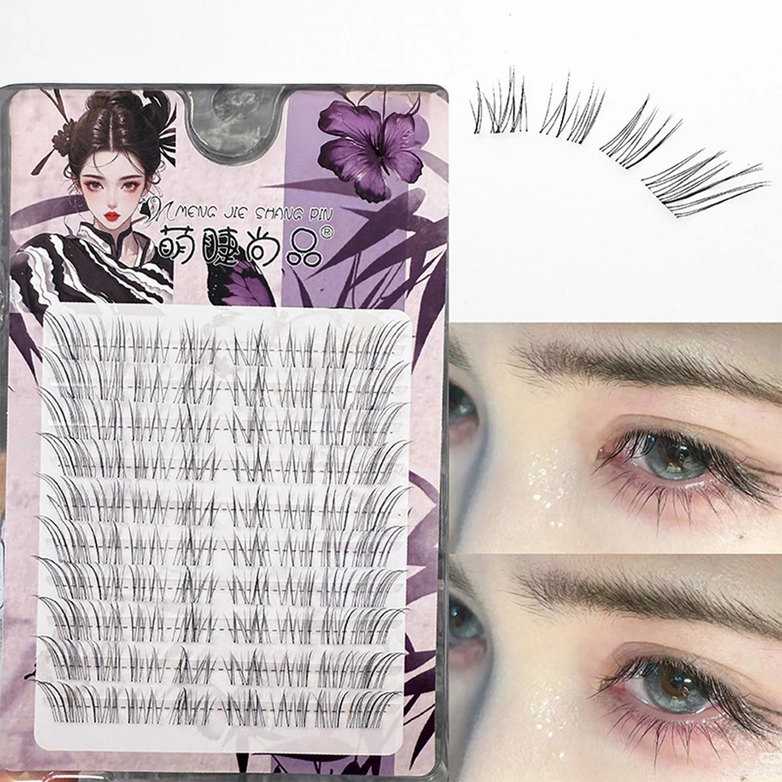 DIY Fluffy Cat Eye False Eyelash Extensions Individual Cluster Lashes Natural Winged Style Daily Lash Korean Makeup Accessories