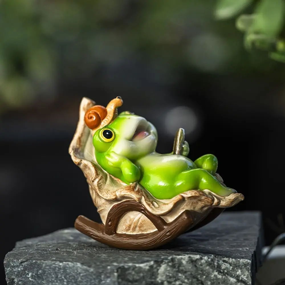 

Durable Cute Frog Rocking Chair Funny Handmade Frog Potted Plant Figurine Resin Material Frog Desktop Decoration Home Decoration