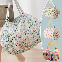 Big Folding Shopping Bag, Sacola de supermercado reutilizável dobrável, Bolsa de ombro portátil para viagens, Sacola de supermercado