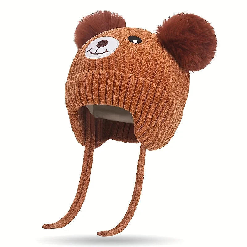 Kinder Winter Warm Gestrickte Niedliche Beanie Mütze Für Kleinkind Baby Jungen Mädchen Earflap Cap Mit Pompom
