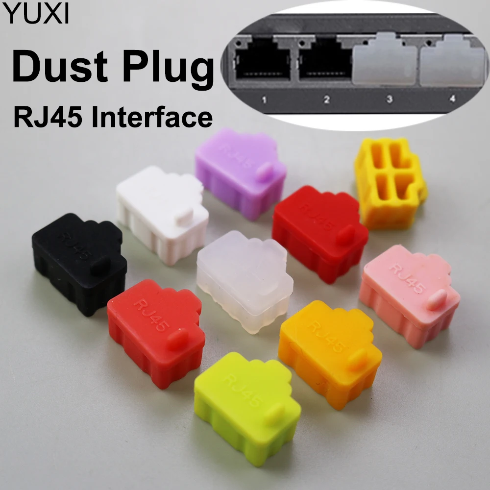 YUXI 10Pcs Colour Ethernet Hub Port RJ45 Anti Dust Cover Cap Protector Plug for RJ45 Female Jack