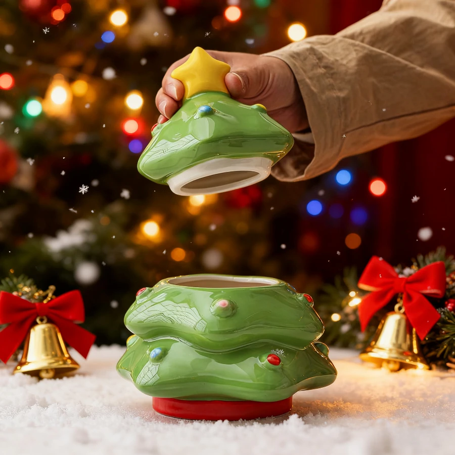 

600 мл керамическая банка для конфет, банка для хранения рождественской елки, милая настольная коробка для хранения ювелирных изделий, декоративные украшения, рождественские подарки