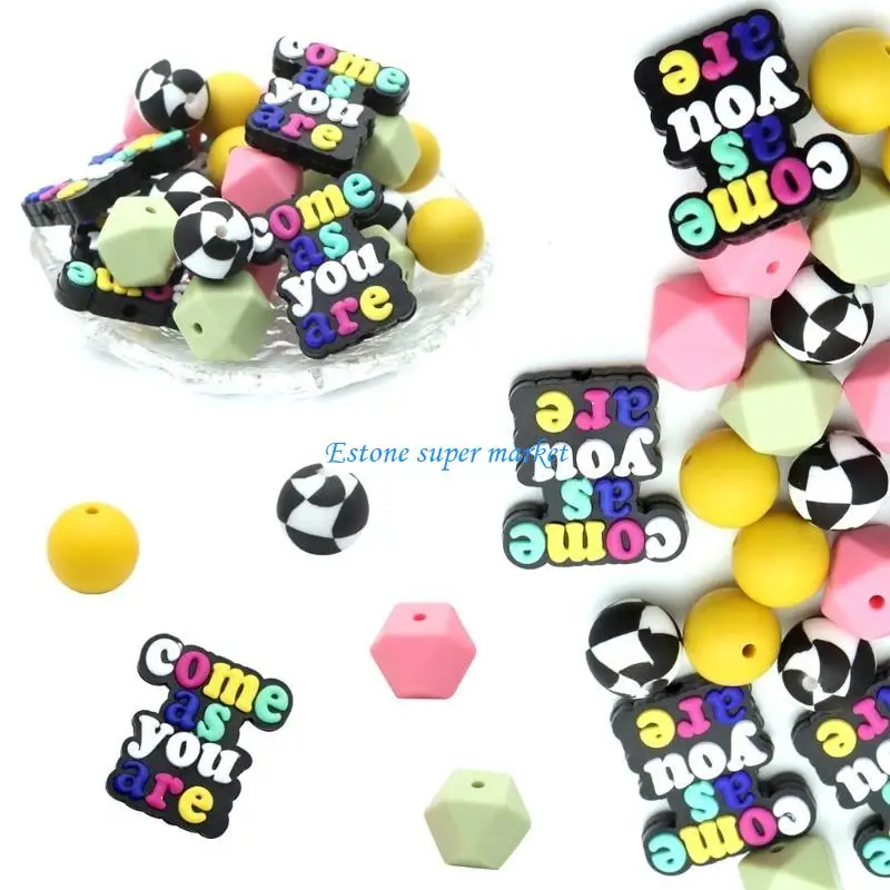 Conjunto contas silicone coloridas 090B para chaveiro, criando cores e formas da para fazer você mesmo