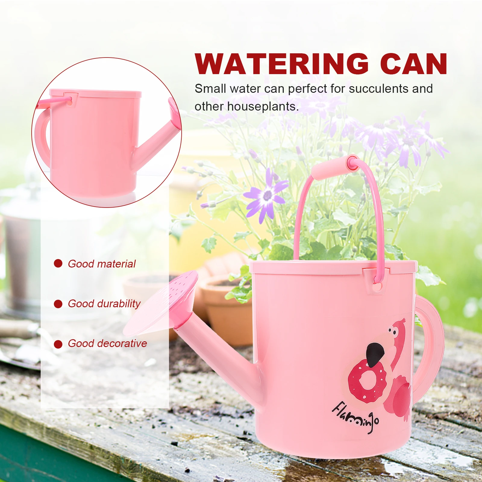 

Plastic Watering Can Long Spout Durable Garden Tool Large Capacity Summer Hawaii Flamingo Sprinkler Kettle Plant Pot