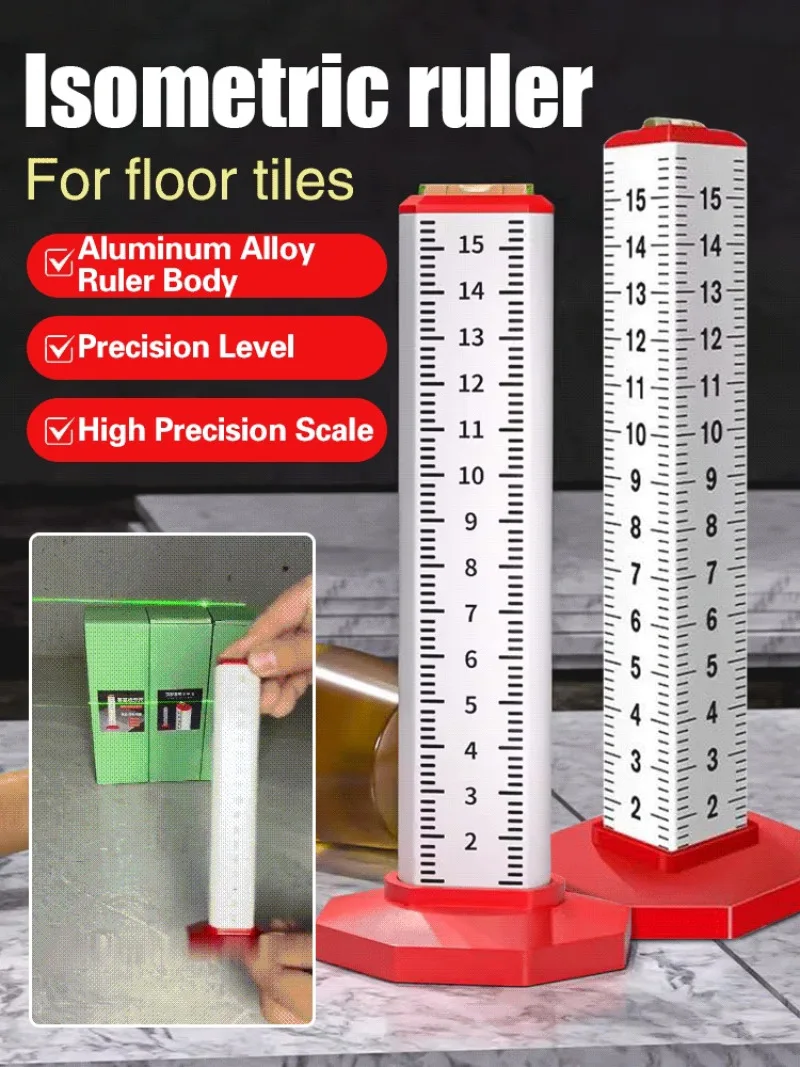 Levels isometric marking ruler laying bricks to find the level positioning ruler masonry high and low positioning ruler