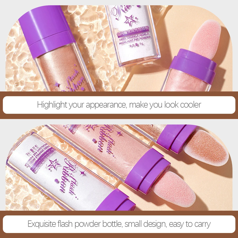 3 個グリッターハイライターパウダーコンパクトシマーボディメイクアップフェイスアームシャインポータブル軽量ウェディングパーティープロムステージクラブ