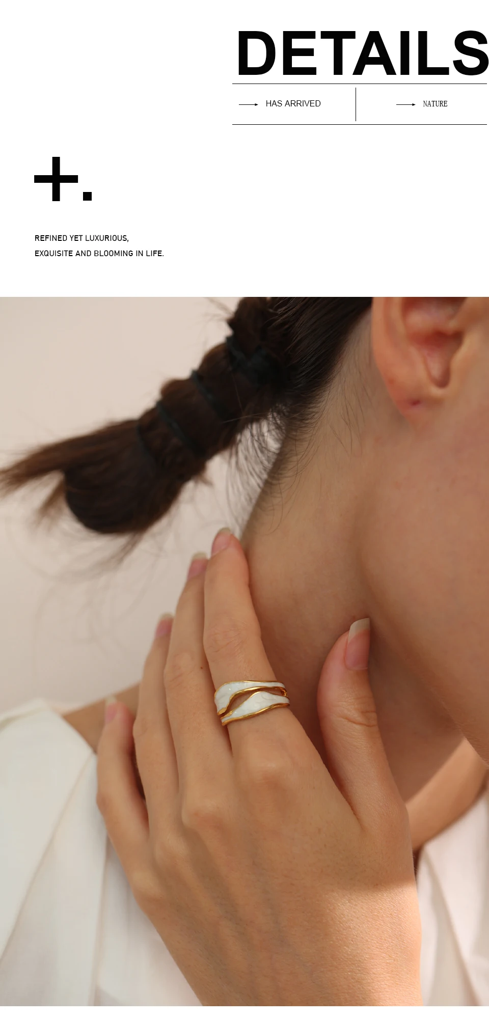 Yhpup Fashion White Enamel Creative Irregular 316 Stainless Steel Open Ring Waterproof Women Jewelry Stylish Charm Bijoux New
