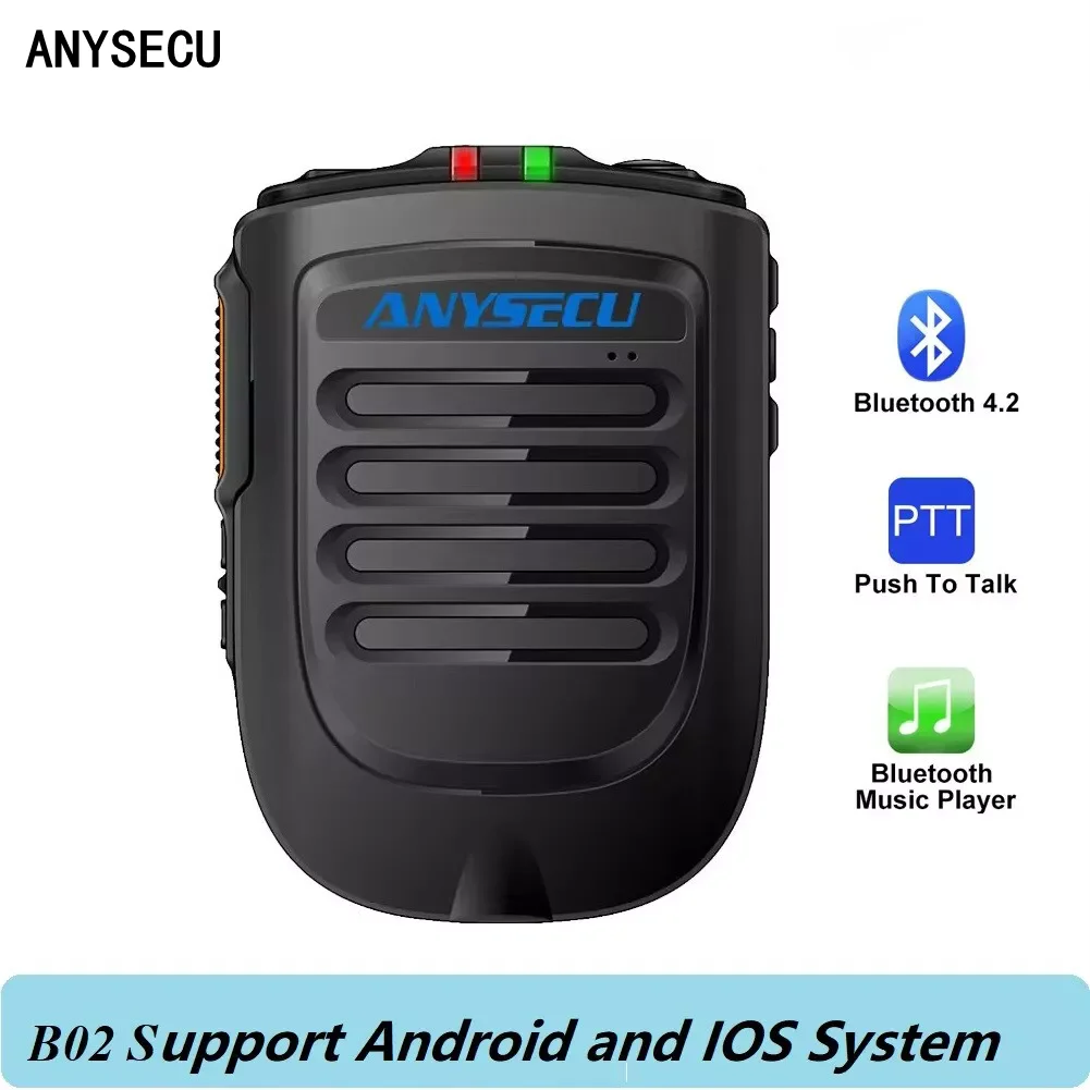 Anysecu B02 Wireless Microphone for Ios System Moblie Phone Network Radio Work With REALPTT ZELLO app ANYSECU B02