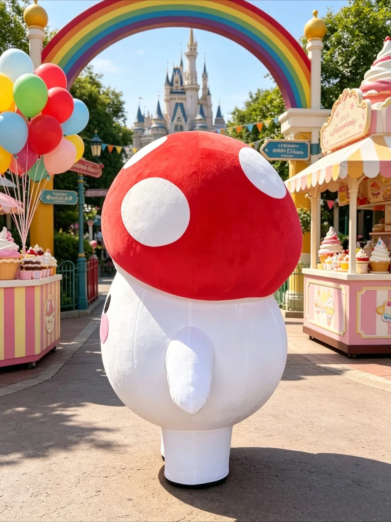 Inflatable Mushroom Mascot Costume Adult Cartoon Character Walking Cartoon Fancy Dress for Xmas Party Event view 3