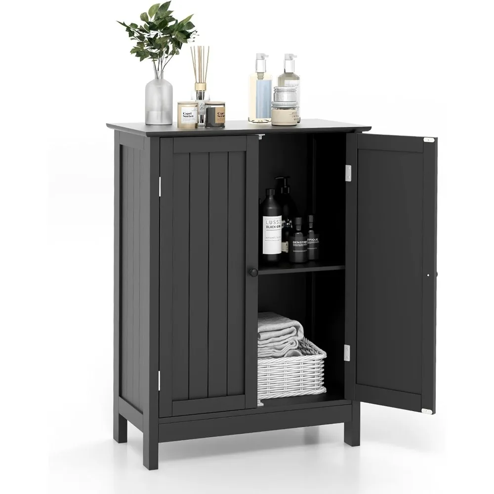 

Bathroom Storage Cabinet, Freestanding Bathroom Organizers and Storage with Doors & Adjustable Shelf, Wooden Floor Cabinet for