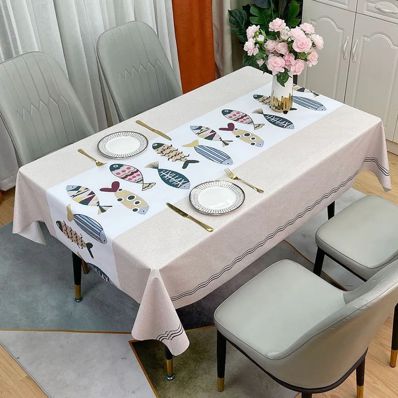 

Modern Pvc Rectangular Tablecloth Waterproof Oil-free Washable Anti-scalding Dining Table Mat Home Decor Wedding Party