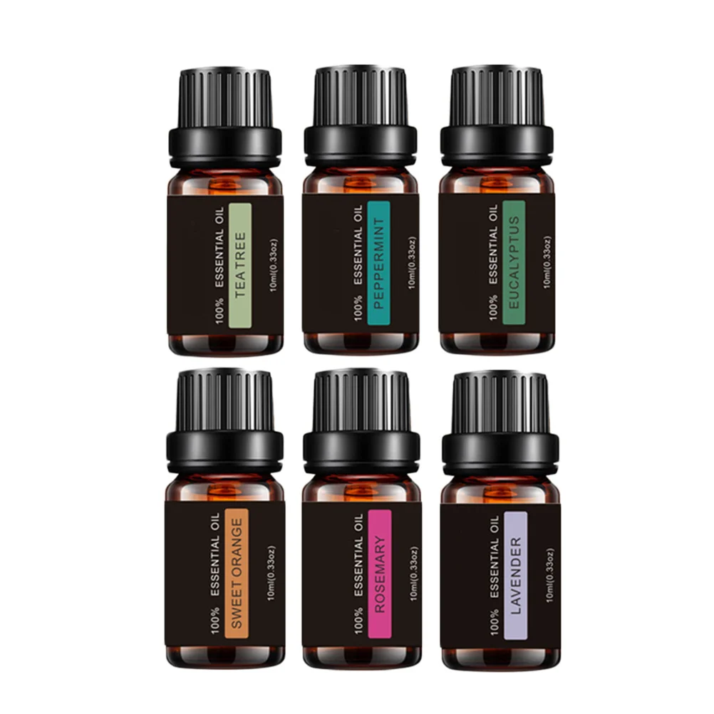 6Pcs Essential Oils Set Natural Aromatherapy Lavender Peppermint Tea Tree Orange Travel Perfume