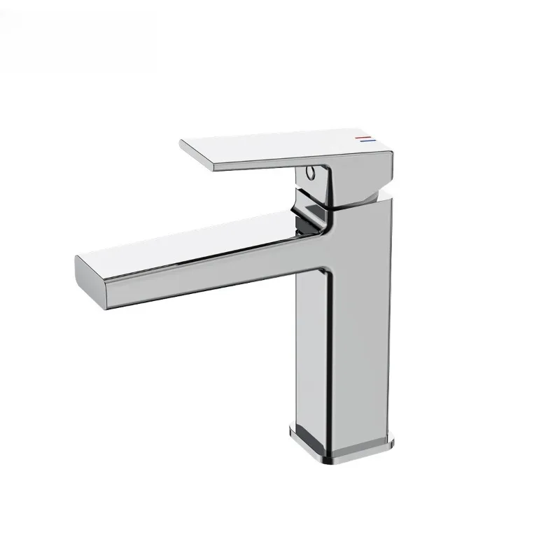 

Square, faucet, all copper, splash proof, household, basin, hot and cold