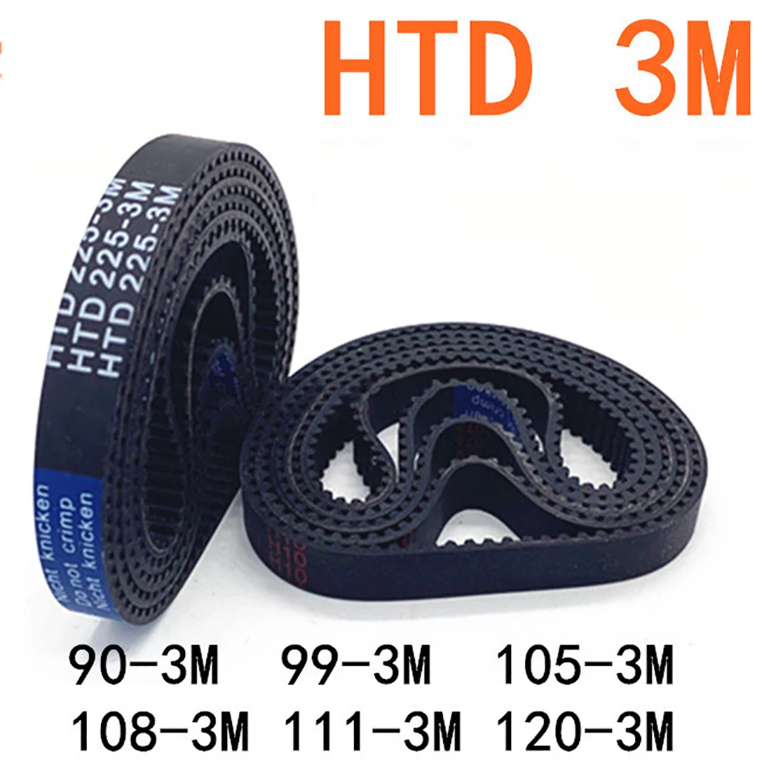 1Pcs HTD3M Width 6/10/15/20mm Teeth 30-45 Black Rubber Closed Loop Timing Belt Perimeter 90mm to 135mm  For CNC /Step Motor