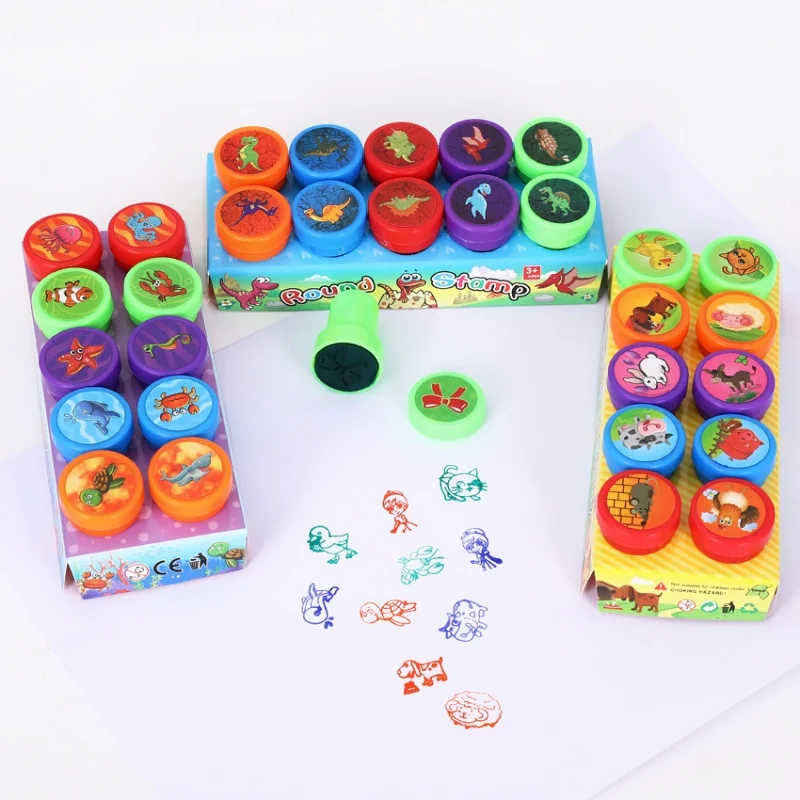 

10pcs Assorted Kids Self Ink Stamps Smiley Face Seal Children Toy Stamps for DIY Scrapbooking Painting Photo Album Decor