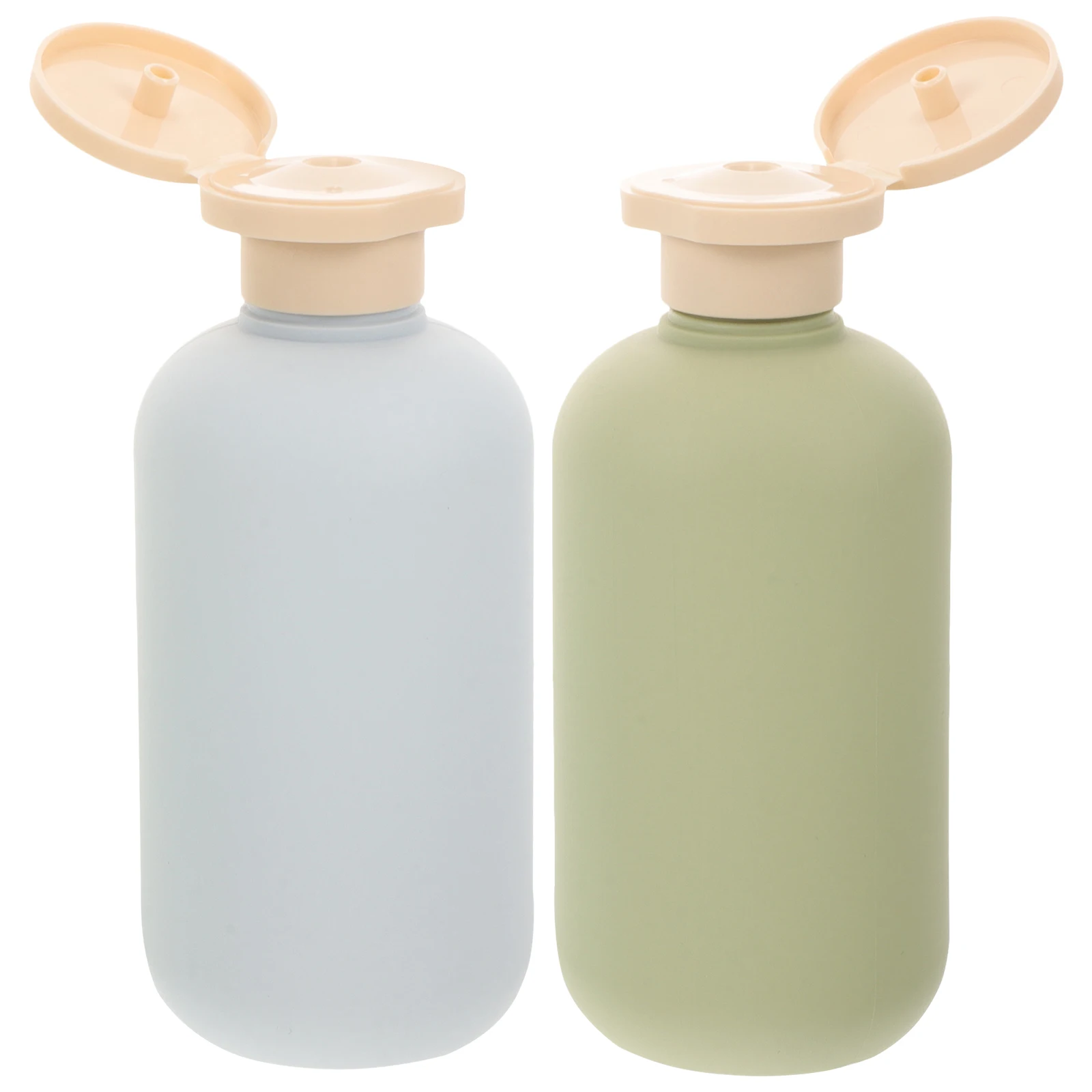 

2pcs Avocado Shampoo Conditioner Bottles 200ml Travel Refillable Leak Proof Plastic Squeeze Flip Cap Toiletry Storage